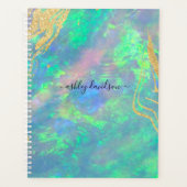 ブルーオパール金ゴールドカスタムマーブルプランナー プランナー手帳 (正面)