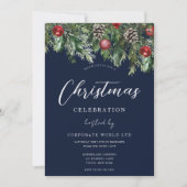 ブルーオフィス企業のクリスマスパーティー 招待状 (正面)