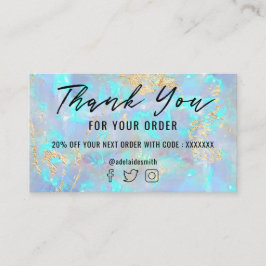 ブルーオフェイクフォイル感謝していユー名刺 名刺