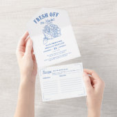 ブルーオフザマーケットファーマーズマーケットブライダルシャワー オールインワン招待状 (貼ってはがせる)