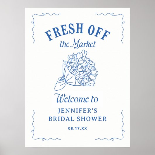 ブルーオフザマーケットブライダルシャワーウェルカムサイン ポスター (正面)