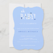 ブルーオベビー招待状の男の子の赤ちゃんシャワー 招待状 (正面)