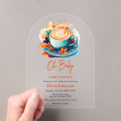 ブルーオベビーAベビーはコーヒーの赤ちゃんシャワーを醸造している アクリル招待状 (インサイチュ (ポータブル))