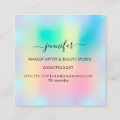 ブルーオムブレホログラフプロフェッショナルメイクアップバラ スクエア名刺 (裏面)