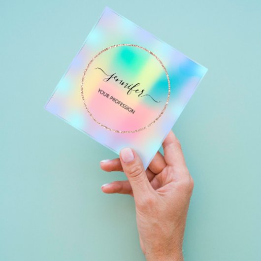 ブルーオムブレホログラフプロフェッショナルメイクアップバラ スクエア名刺