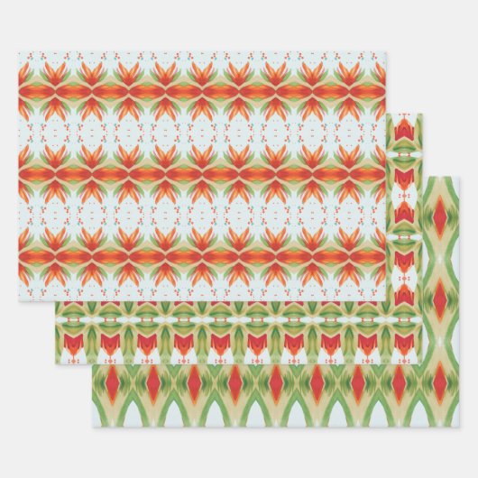 ブルーオレンジと緑の毎日のギフトラップ ラッピングペーパーシート (セット)