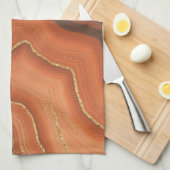 ブルーオレンジと金ゴールドゲードインスパイア キッチンタオル (四つ折り)