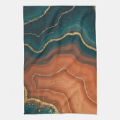 ブルーオレンジと金ゴールドゲードインスパイア キッチンタオル (縦)