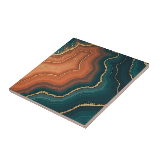 ブルーオレンジと金ゴールドゲードインスパイア タイル (側面)