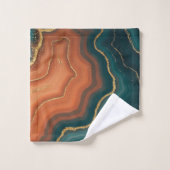 ブルーオレンジと金ゴールドゲードインスパイア バスタオルセット (ウォッシュタオル)