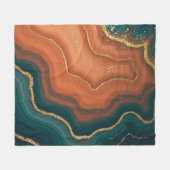 ブルーオレンジと金ゴールドゲードインスパイア フリースブランケット (正面(横))