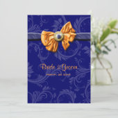 ブルーオレンジのウェディングフラワーカスタム 招待状 (スタンド正面)