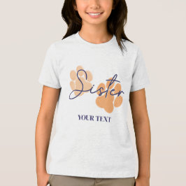 ブルーオレンジの犬の足跡の誕生日パーティー姉妹 トライブレンドＴシャツ