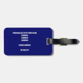 ブルーオレンジまたはANYカラーソフトボール野球 ラゲッジタグ (裏面横)