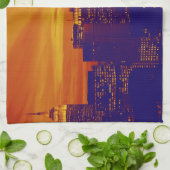 ブルーオレンジアポップ・アートのートニューヨークシティ キッチンタオル (折り畳み)