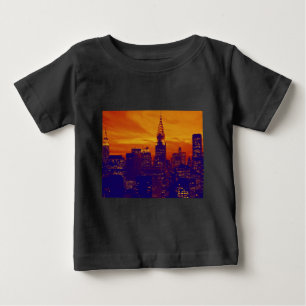 ブルーオレンジアポップ・アートのートニューヨークシティ ベビーTシャツ