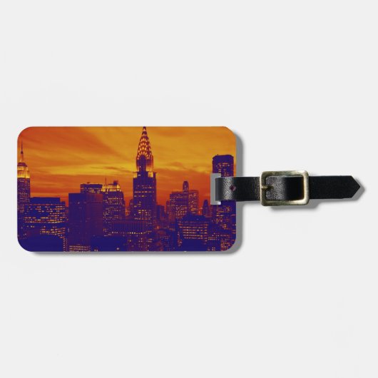 ブルーオレンジアポップ・アートのートニューヨークシティ ラゲッジタグ (正面横)