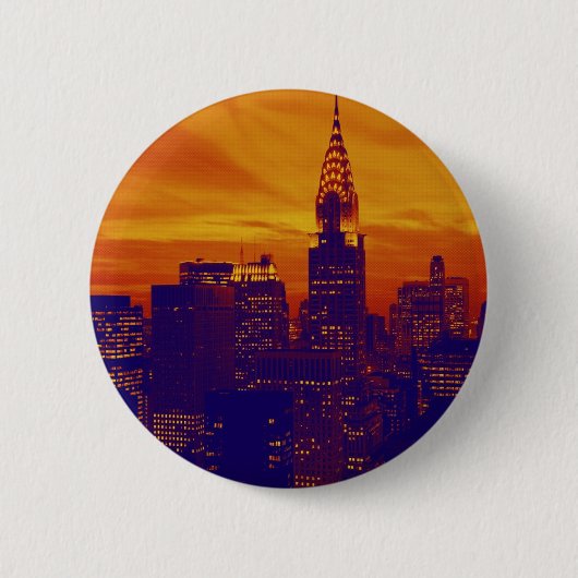 ブルーオレンジアポップ・アートのートニューヨークシティ 缶バッジ (正面)