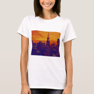 ブルーオレンジアポップ・アートのートニューヨークシティ Tシャツ