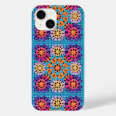 ブルーオレンジイエローグラニーカラフルスクエアクロシェ Case-Mate iPhoneケース (裏面)