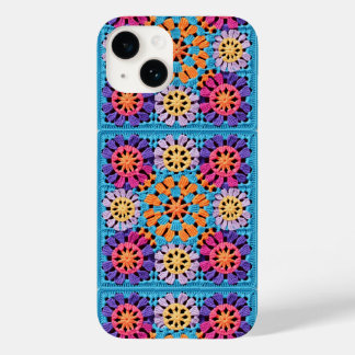 ブルーオレンジイエローグラニーカラフルスクエアクロシェ Case-Mate iPhone 14ケース
