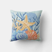 ブルーオレンジイエローシーシェルコーラルビーチハイコースト クッション (裏面)