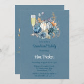 ブルーオレンジカボンプキンピーニーブランチとバブリー 招待状 (正面/裏面)