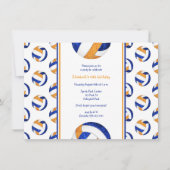 ブルーオレンジガールズカスタムバレーボールバースデーパーティー 招待状 (正面)