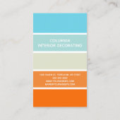 ブルーオレンジグリーンカラーブロックインテリアデザイナ 名刺 (裏面)