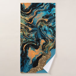 ブルーオレンジグリーンブラックバスタオルの渦巻き バスタオル