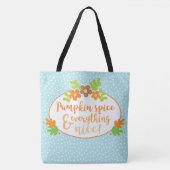 ブルーオレンジグリーン秋七面鳥と花 トートバッグ (正面)