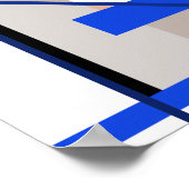 ブルーオレンジグレー白黒MCMルック抽象芸術 ポスター (角)