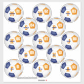 ブルーオレンジサッカーチームが13人の選手をカラーにする シール (シート)