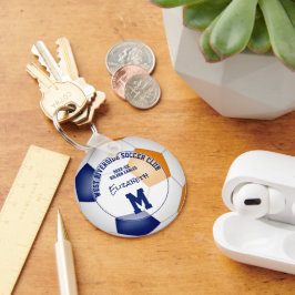 ブルーオレンジサッカーチームの女の子をプレゼント キーホルダー