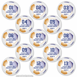 ブルーオレンジサッカーチームの色のギフト13 カスタム人 シール