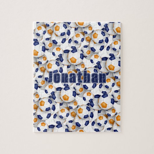 ブルーオレンジサッカーチームの色の男の子の名前 ジグソーパズル (縦)