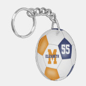 ブルーオレンジスクールカラーズサッカーバッグラベル キーホルダー (正面左)