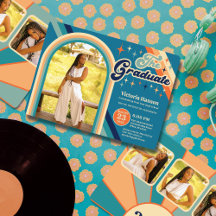 ブルーオレンジタイポグラフィサマーサン卒業