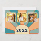 ブルーオレンジタイポグラフィサマーサン卒業 招待状 (裏面)