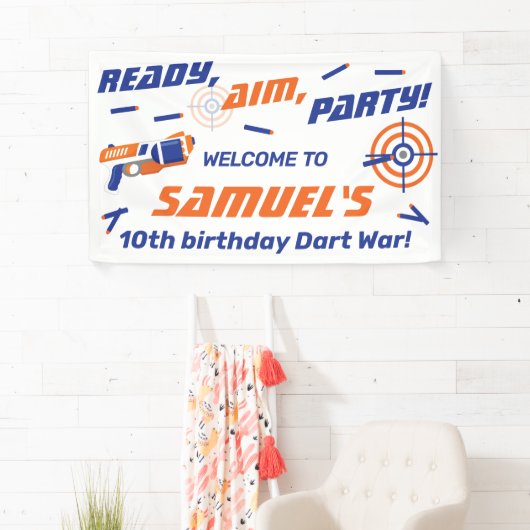 ブルーオレンジダーツ戦争の誕生日パーティー、ようこそ 横断幕 (インサイチュ)
