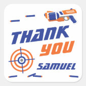 ブルーオレンジダーツ戦争誕生日パーティーありがとう スクエアシール (正面)