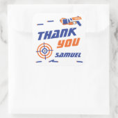 ブルーオレンジダーツ戦争誕生日パーティーありがとう スクエアシール (バッグ)