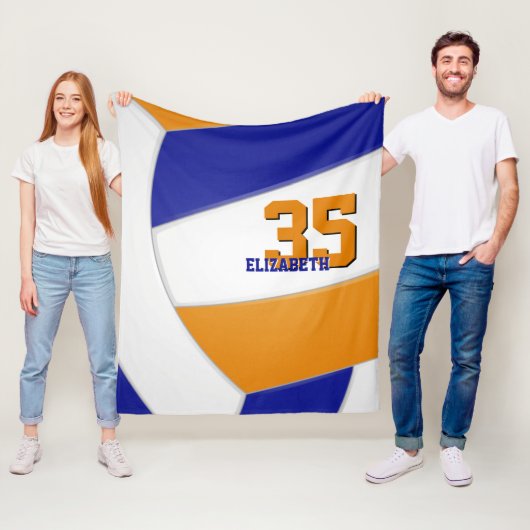 ブルーオレンジチームの色の銀色バレーボール フリースブランケット (インサイチュ)