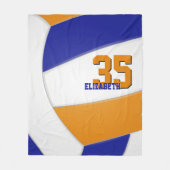 ブルーオレンジチームの色の銀色バレーボール フリースブランケット (正面)