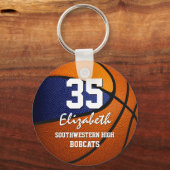 ブルーオレンジチームカラーガールズバスケットボールガールズ キーホルダー (正面)