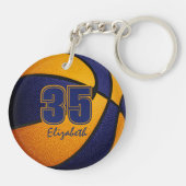 ブルーオレンジチームカラーガールズバスケットボールガールズ キーホルダー (裏面)