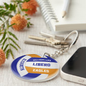 ブルーオレンジチームカラーガールズボーイズバレーボール キーホルダー (正面右)