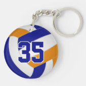 ブルーオレンジチームカラーガールズボーイズバレーボール キーホルダー (裏面)