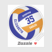 ブルーオレンジチームカラーガールズボーイズバレーボール シール (シート)