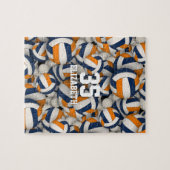 ブルーオレンジチームカラーガールズボーイズバレーボール ジグソーパズル (横)